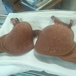 Chic Floral Embroidered Bra in Brown